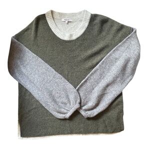MADEWELL Olive Green/Gray/Beige Merino/Alpaca Wool Blend Crew Neck Sweater Small